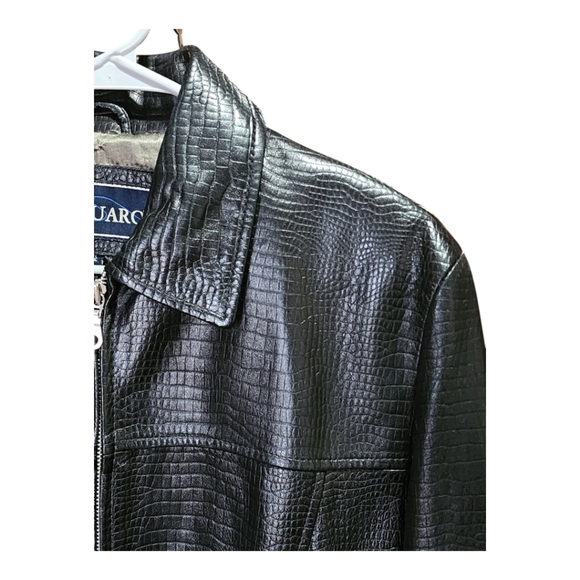 Vintage Saguaro Genuine Leather Croc-Embossed Black Jacket Y2K Style Size XL - Picture 7 of 15